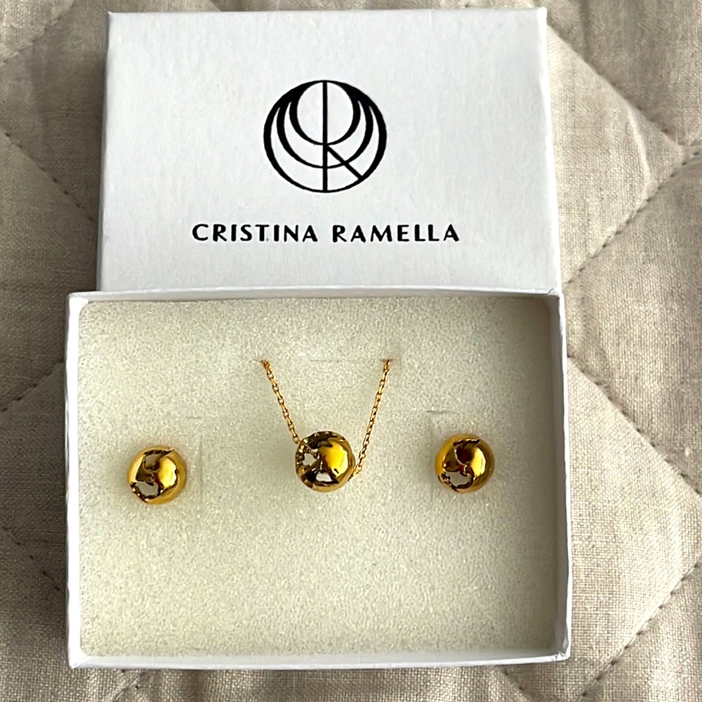 SET GLOBE NECKLACE AND EARRINGS